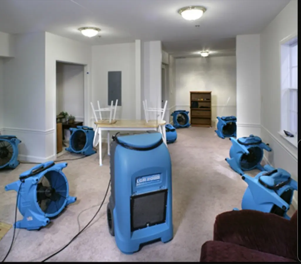 Air movers and dehumidifier setup for Water Extraction & Removal in Buda